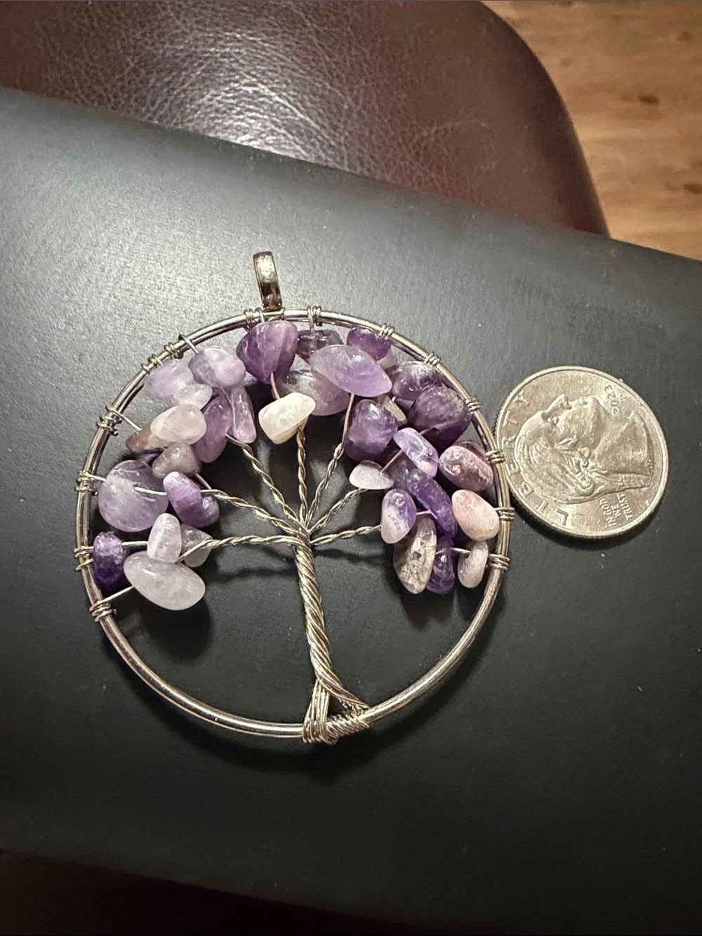 Amethyst Tree of Life Pendant - Purple Gemstone Wire-Wrapped Necklace